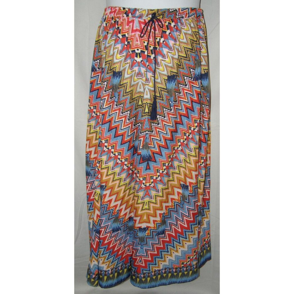 TRUTH Bright Colorful Plus Sz 3X Lightweight Elastic Waist Flowy Maxi Skirt